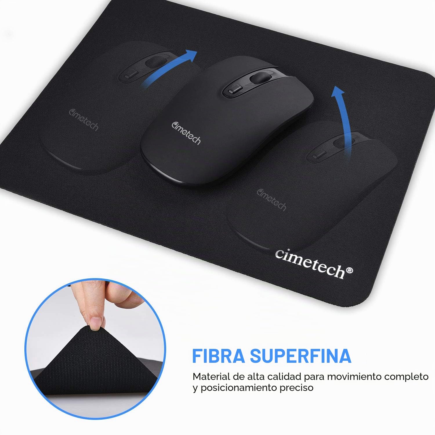 cimetech Alfombrilla Ratón,Mouse Pad,Fibra Extrafina Alfombrilla para Computadora con Base de Goma Antideslizante, para Ratón con Cable o Inalámbrico PC/Mac, 23x18x0.1cm, Ultradelgado Negro