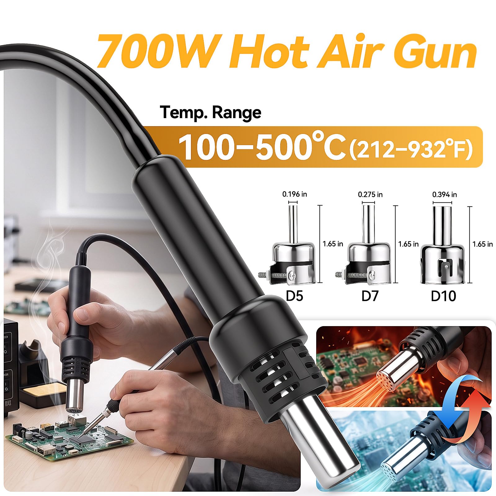 Yofuly 700W Stazione Saldante ad Aria Calda 2 in 1