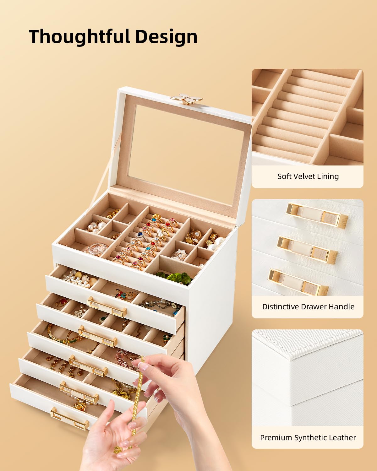 Amazon.co.jp: Vee ジュエリー ボックス蓋、ジュエリー オーガナイザー