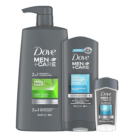 Dove 2-in-1 Shampoo and Conditioner, and Antiperspirant Clinical Deodorant for men