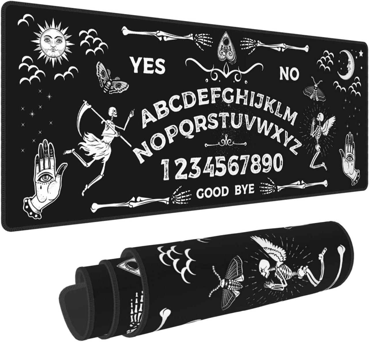 Mysterious Spirit Goth Gaming Mouse Pad, Long Extended XL Mousepad Desk Pad, Large Rubber Mice Pads Stitched Edges, 31.5'' X 11.8''