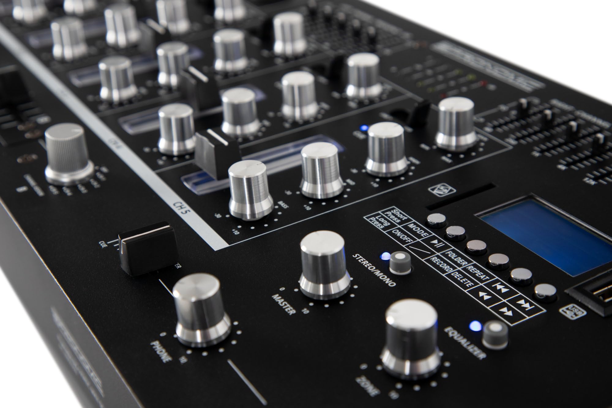 Pronomic DX-165REC MKII DJ-Mixer - Mixeur 5 canaux avec lecteur USB/SD/Bluetooth - Fonction Cue - Fonction enregistrement - 4 entrées micro - Égaliseur graphique