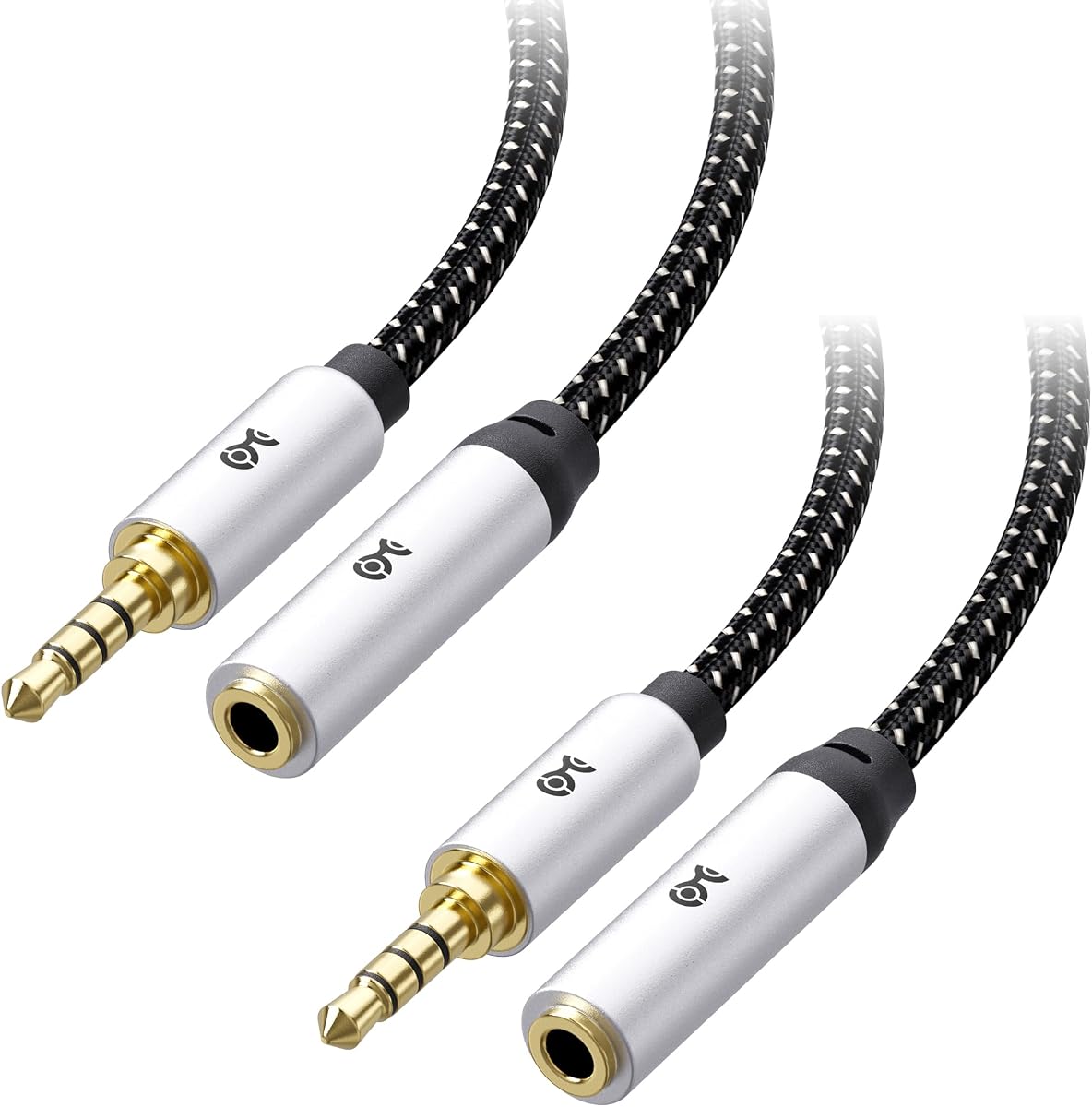 Cable Matters 2-Pack Headset Extension Cable, 3.5mm TRRS, 6ft | Mic Support, Gaming Headset Extended Cord, Black