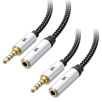 Cable Matters 2-Pack Headset Extension Cable, 3.5mm TRRS, 6ft | Mic Support, Gaming Headset Extended Cord, Black