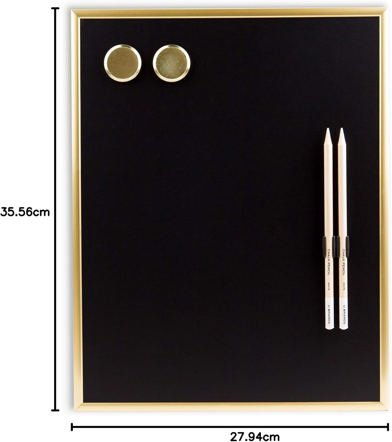 U Brands Magnetic Chalkboard, 11" x 14", Gold Metal Frame, Premium Matte Surface, Includes Chalk Pencils and Magnets