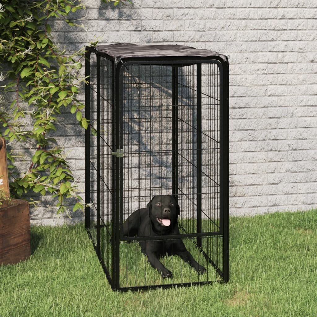 vidaXL Box Cani a 6 Pannelli Nero 50x100cm Acciaio Verniciato Polvere