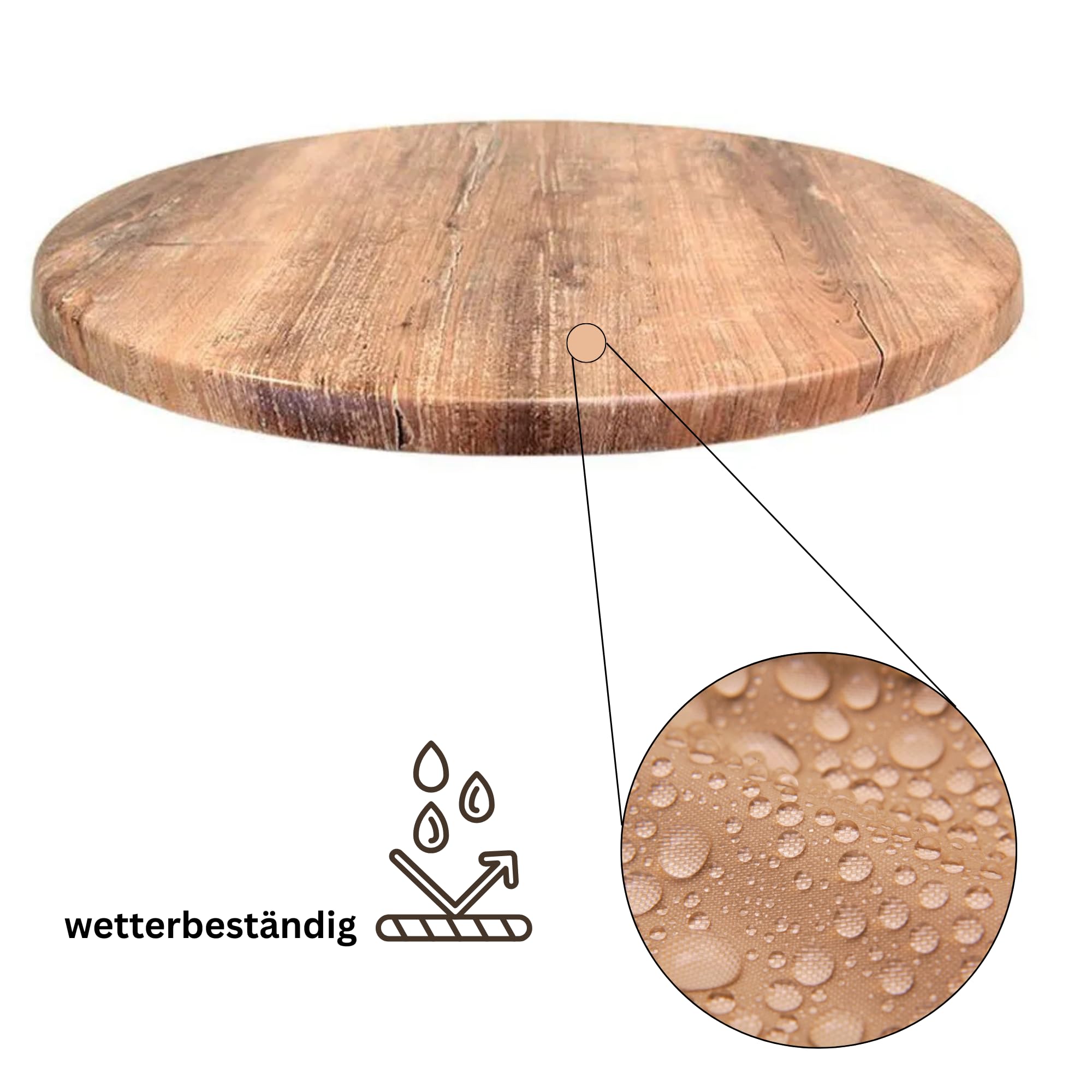 Acht & Acht Hochwertige Tischplatte Topalit – Ø80cm – 2,6 cm Dicke für Bistrotisch/Esstisch/für Outdoor und Indoor - Farbe: Atacama Cherry