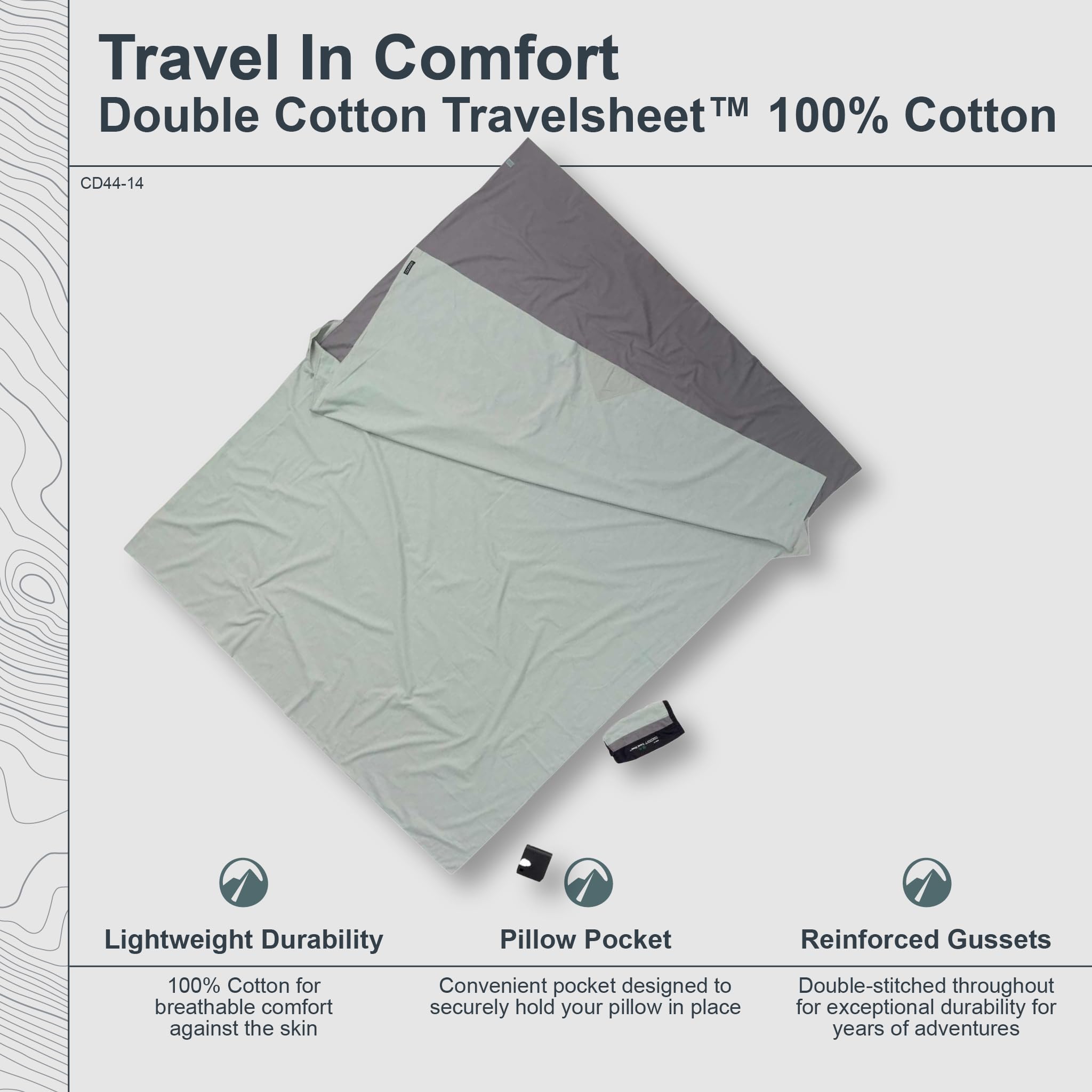 Cocoon CD44/14 Couette de Voyage Mixte Adulte, Gris, 220 x 180 cm