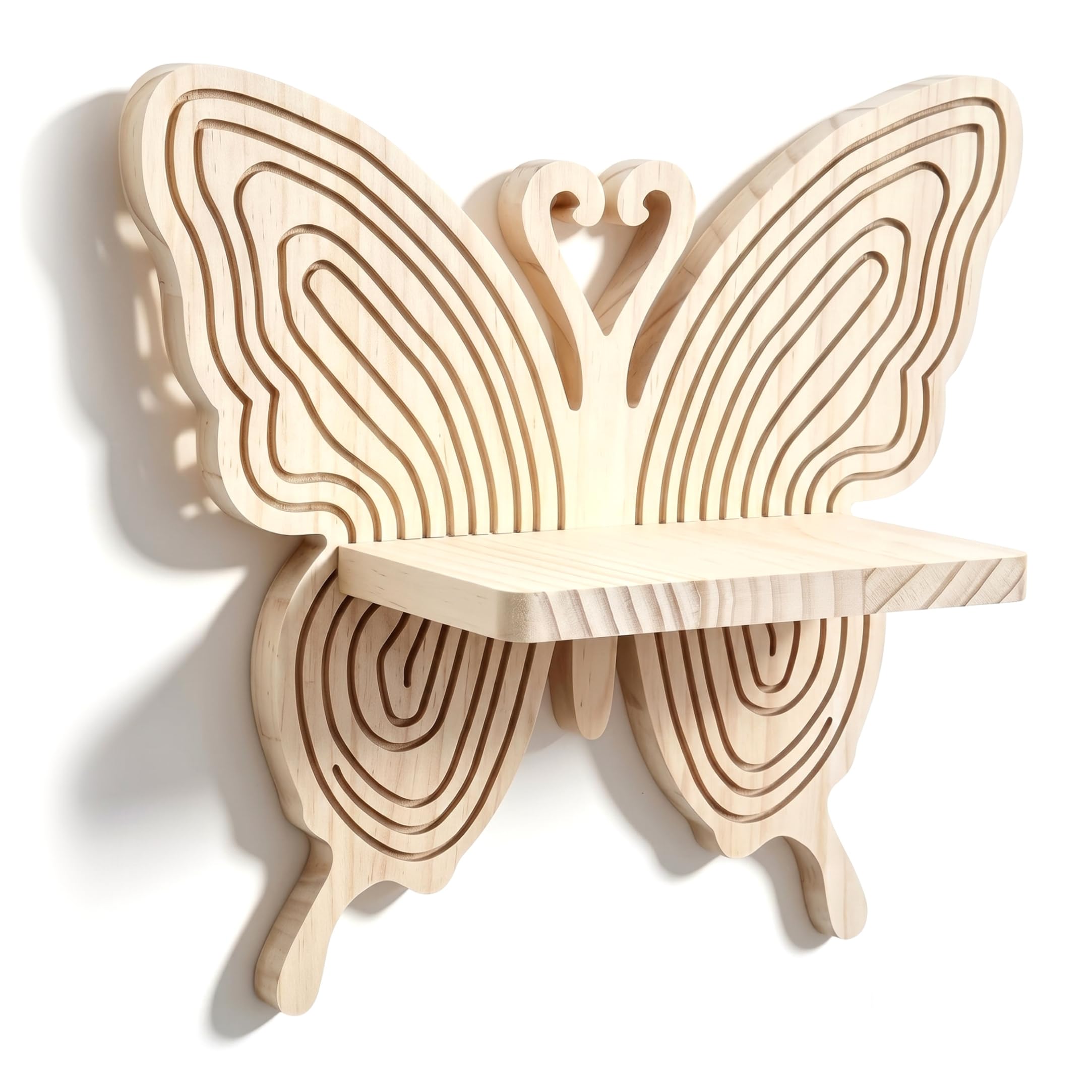 Tsawntd Butterfly Shelf, Wooden Wall Plant Shelf - Wall Floating Shelves For For Bathroom, Living Room, Bedroom, Kitchen Plant Cute Shelves Floating