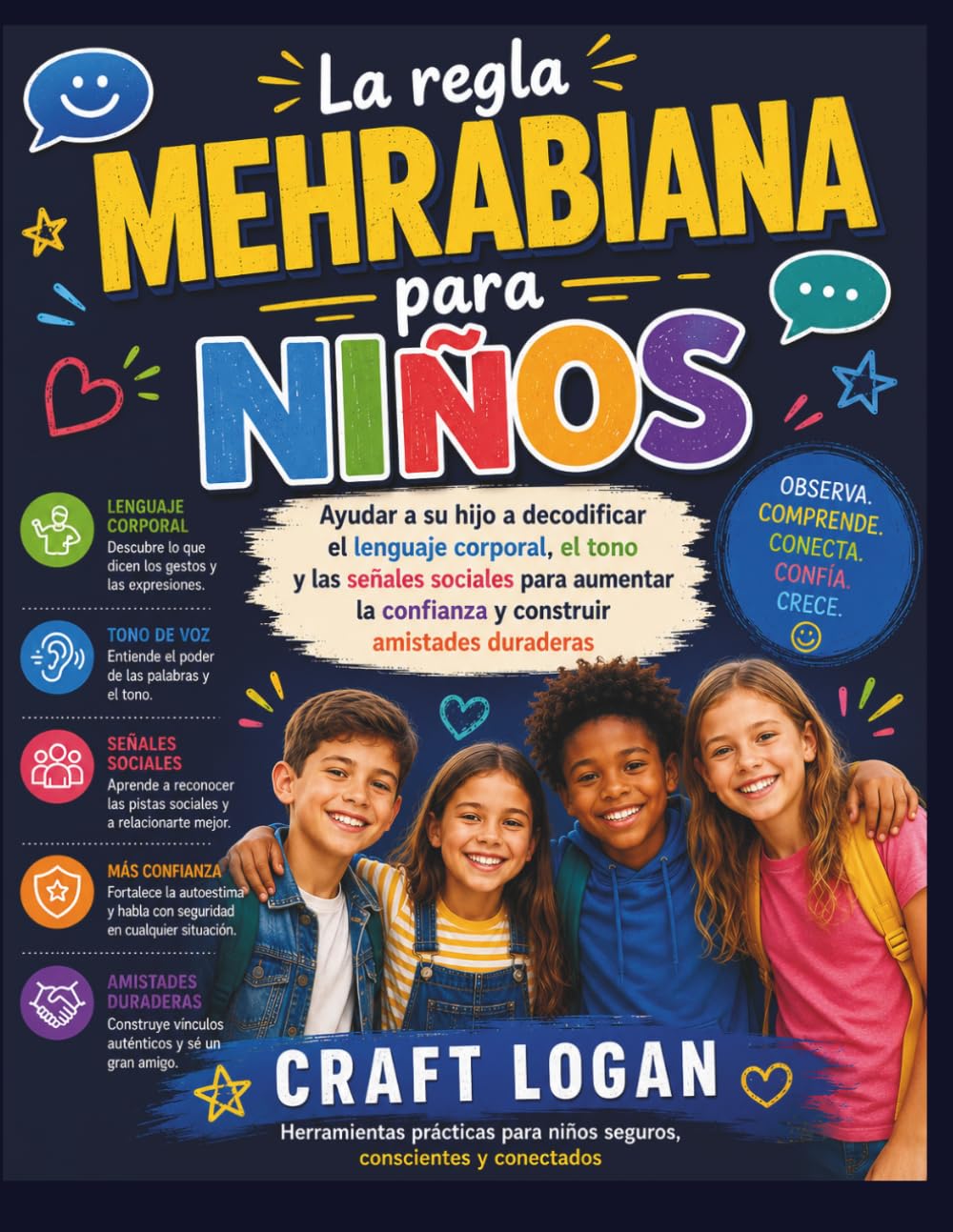 La regla mehrabiana para niños: Ayudar a su hijo a decodificar el lenguaje corporal, el tono y las señales sociales para aumentar la confianza y construir amistades duraderas