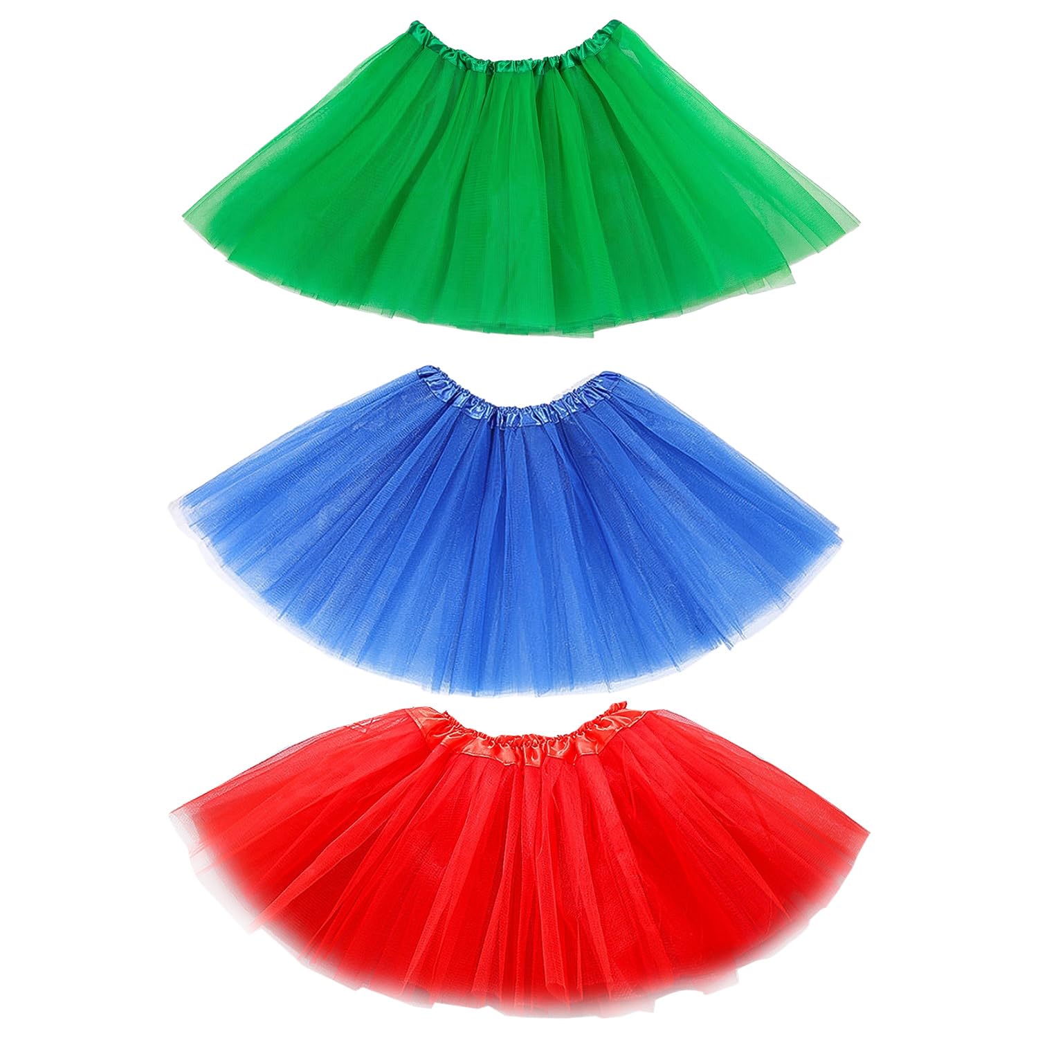 BORFUE 3pcs Halloween Chipmunk Tutu Skirts Chipmunk Costume Accessories Red Green Blue Tulle Tutu for Halloween Christmas Animal Cosplay