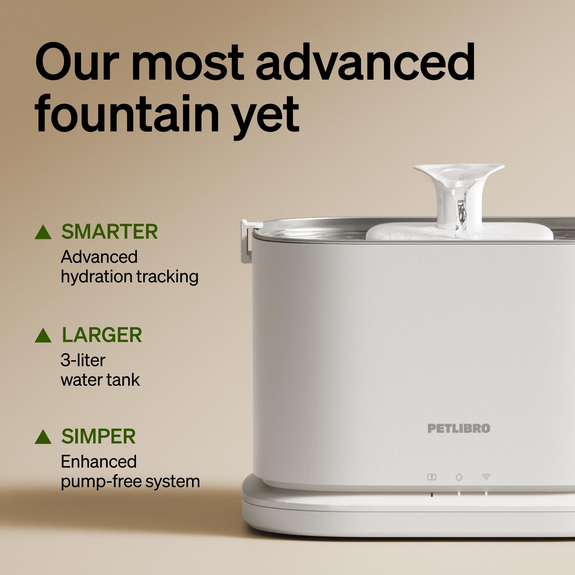 PETLIBRO - Fuente de Agua silenciosa para Perros, Bandeja de Acero Inoxidable, Fuente de Agua Inteligente para Mascotas para Perros en el Interior con monitoreo de Aplicaciones, Bandeja de Agua 3L