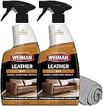 Weiman Leather Cleaner Conditioner & Protector for Couches, Boots, Chairs, Bags, Purses & Auto Interior with Microfiber Towel Included (2 Pack)