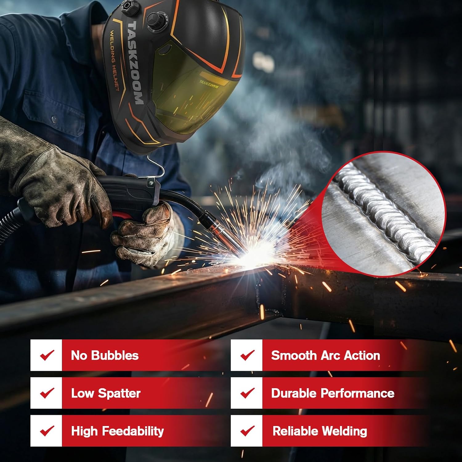 ER70S-6 MIG Welding Wire .035 Inch 10 LB Spool, Solid Mild Steel MIG Wire, Low Spatter Smooth Arc, High Deoxidizers Welding Wire for Fabrication & Auto Repair