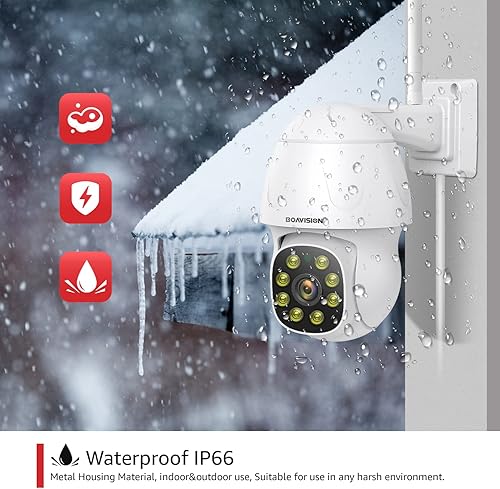 Miniatura 6 de BOAVISION Cámara de seguridad de 4MP para exteriores, cámaras de videovigilancia de visión de 360, seguimiento humano, alertas de detección de