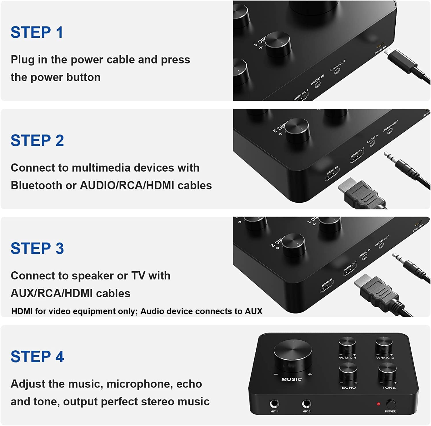 Caymuller Microfono Wireless UHF Professionale, Microfono Karaoke Bluetooth Microfono Senza Fili Doppio Per TV, Festa, DJ, Altoparlante, Riunione, Chiesa, Matrimonio 100FT