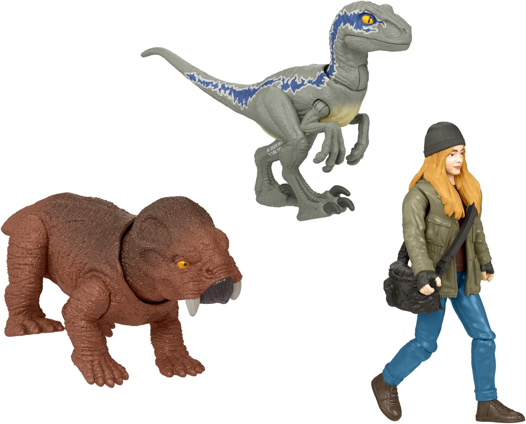Jurassic World Dominion Human & Dino Pack Maisie & Velociraptor Beta & Accessories, Authentic Action Figures, Movable Joints, Ages 4 Year & Up