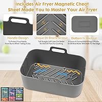 Vista 2 de Forros de silicona para freidora de aire 10QT, forros de cesta de freidora de aire reutilizables rectangulares para Ninja DZ550/DZ401, 2 piezas