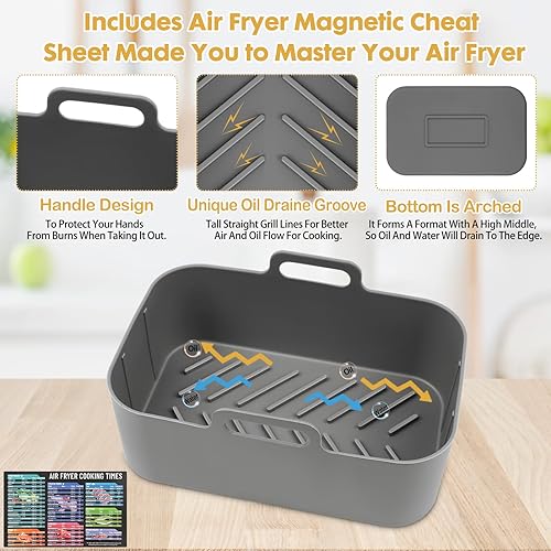 Miniatura 5 de 2 forros de silicona rectangulares para freidora de aire Ninja Foodi doble reutilizable de silicona Airfryer Liner rectangular de silicona para