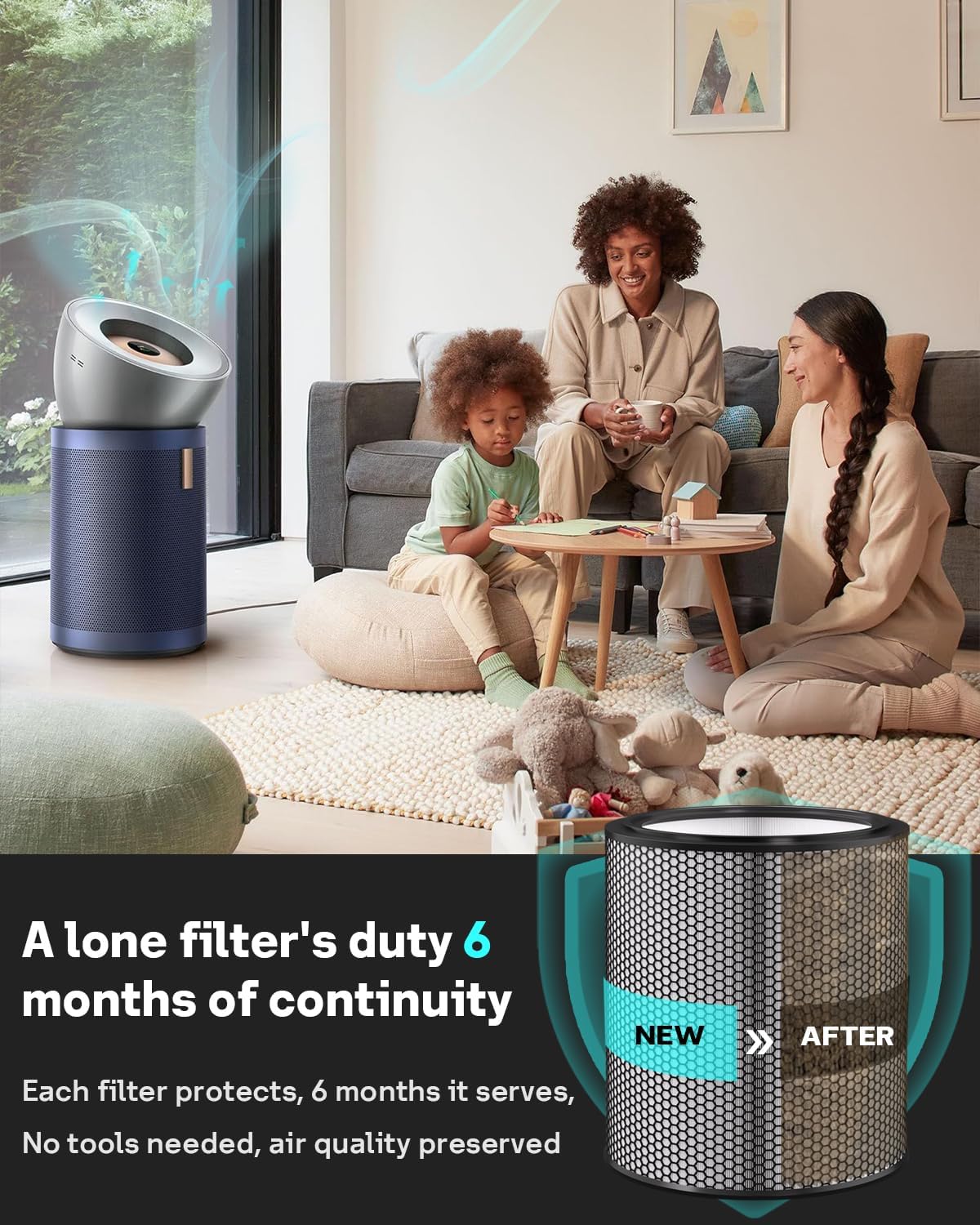 Comparison of new and used air purifier filters
