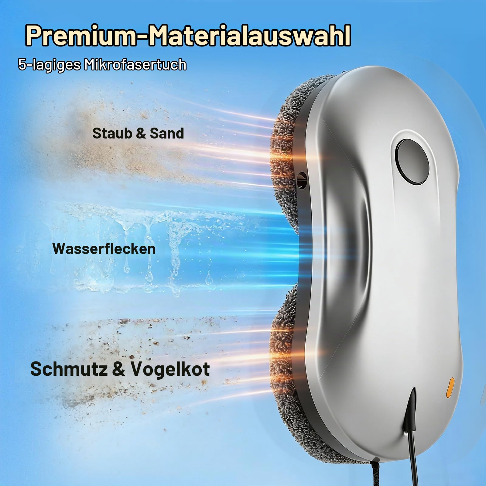 Fensterputzroboter, Fensterputzroboter mit Sprühfunktion, Turbo Boost Saugkraft 7000Pa, Mehrfachschutz,Verbessert Für alle Fenster,Dual-Helix-Reinigung für effiziente Fensterreinigung(B)