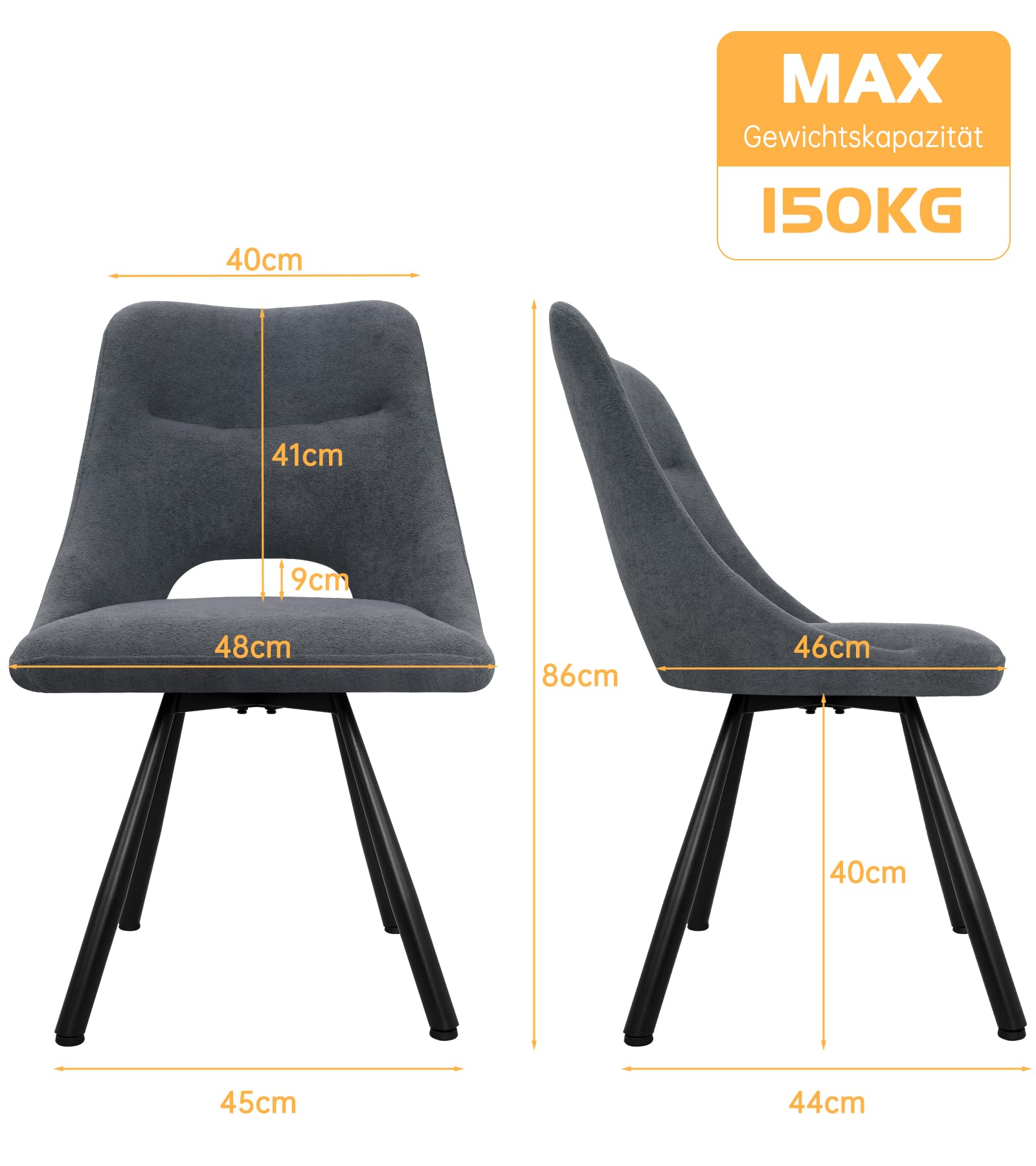 LEWE Essgruppen Esstisch mit 4 Stühlen, 160 x 80 x 75 cm Rechteckig Esstisch aus Holz mit 4 Esszimmerstühle, Drehbar 360°, Durchbrochene Rückenlehnel, Gepolstert, für Küche Esszimmer und Wohnzimmer