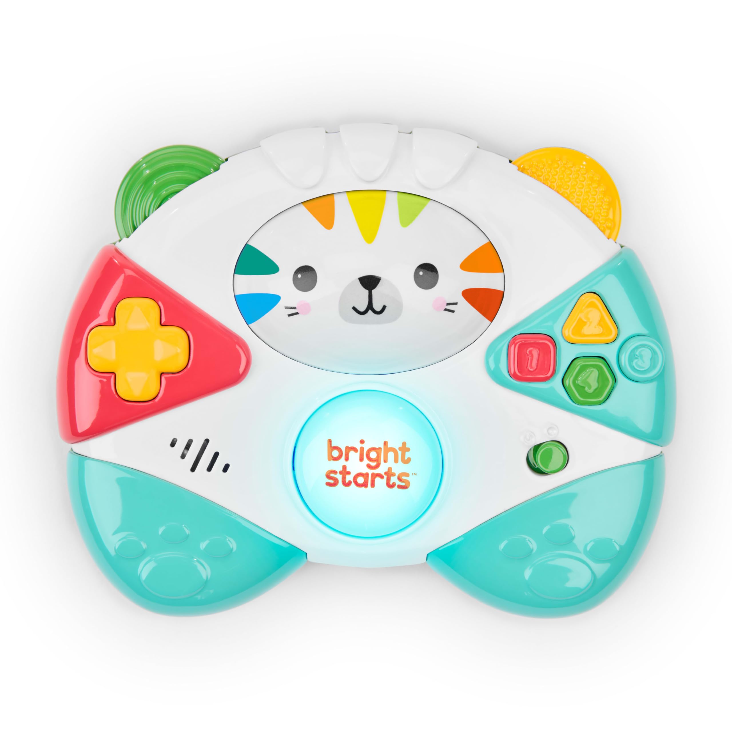 Bright Starts Gamer Buddy Game Controller Toy, Tiger, Music Toy for Baby, Video Game Sound Effects and Melodies, Lights Up, 6 Months and Up