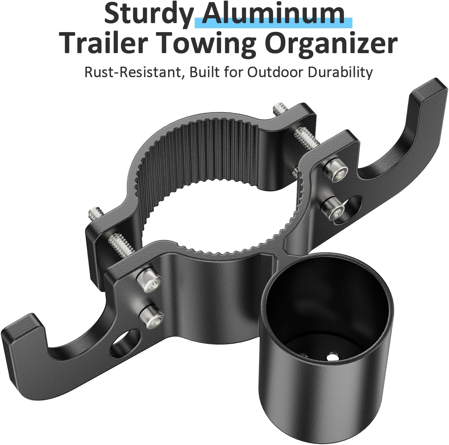 2026 NEW Aluminum Trailer Chain Holder, Heavy Duty Towing Chain Organizer with 7-Way RV Plug Holder Cover,Camper Trailer Towing Accessories-2PCS Set