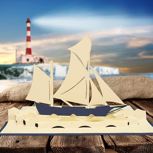 Miniatura 4 de LINPOPUP® Tarjeta emergente, POP UP 3D tarjetas de felicitación tarjetas de felicitación tarjetas de cumpleaños de barco, cupón de viaje velero, N104