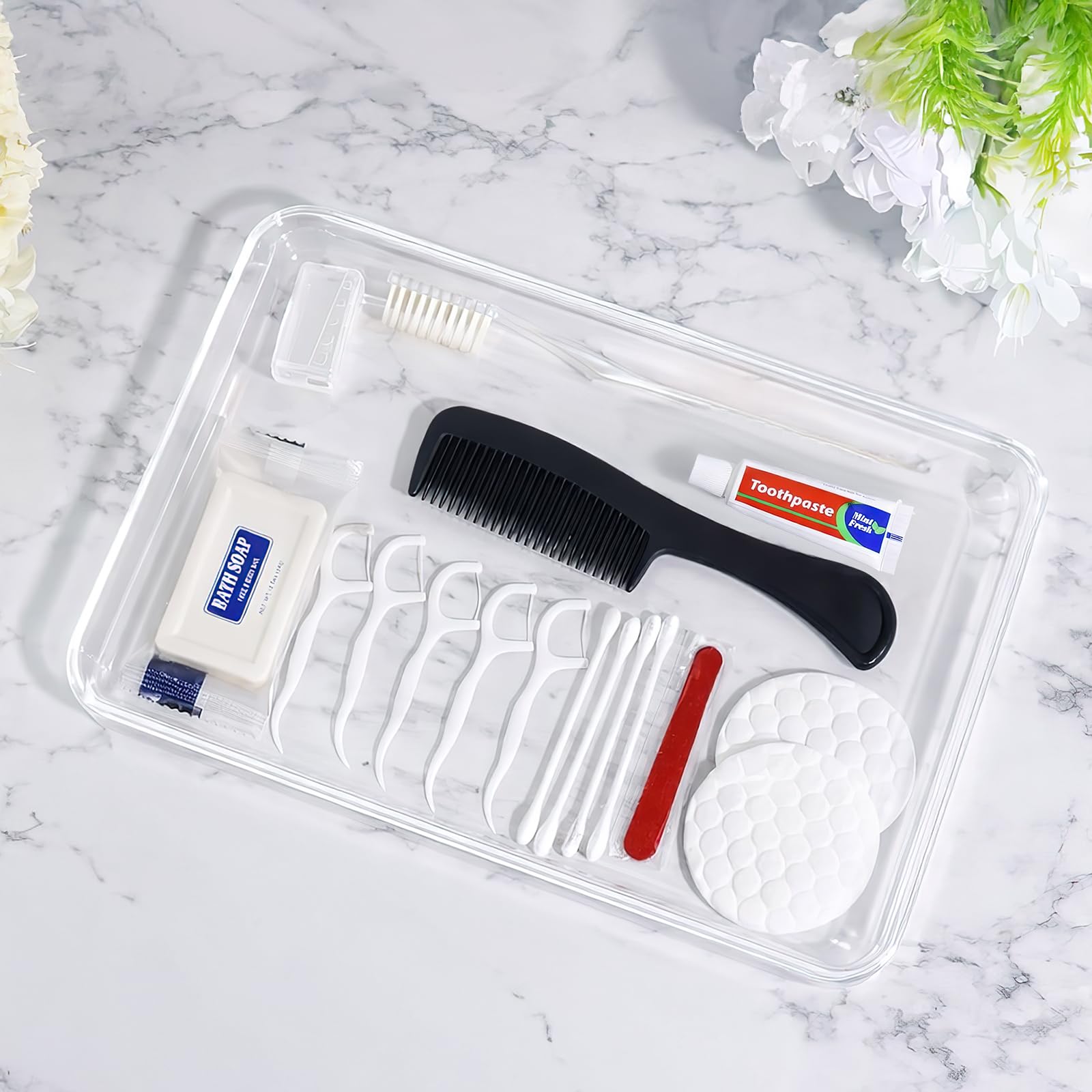 50er Einweg-Zahnpflege-Set 8-in-1, Reise-Zahnpflege Set mit Zahnbürste | Zahnpasta, Zahnseide, Hygiene Set, Zahnputzset Gäste für Damen, Herren, Hotel, Reise & Vorrat