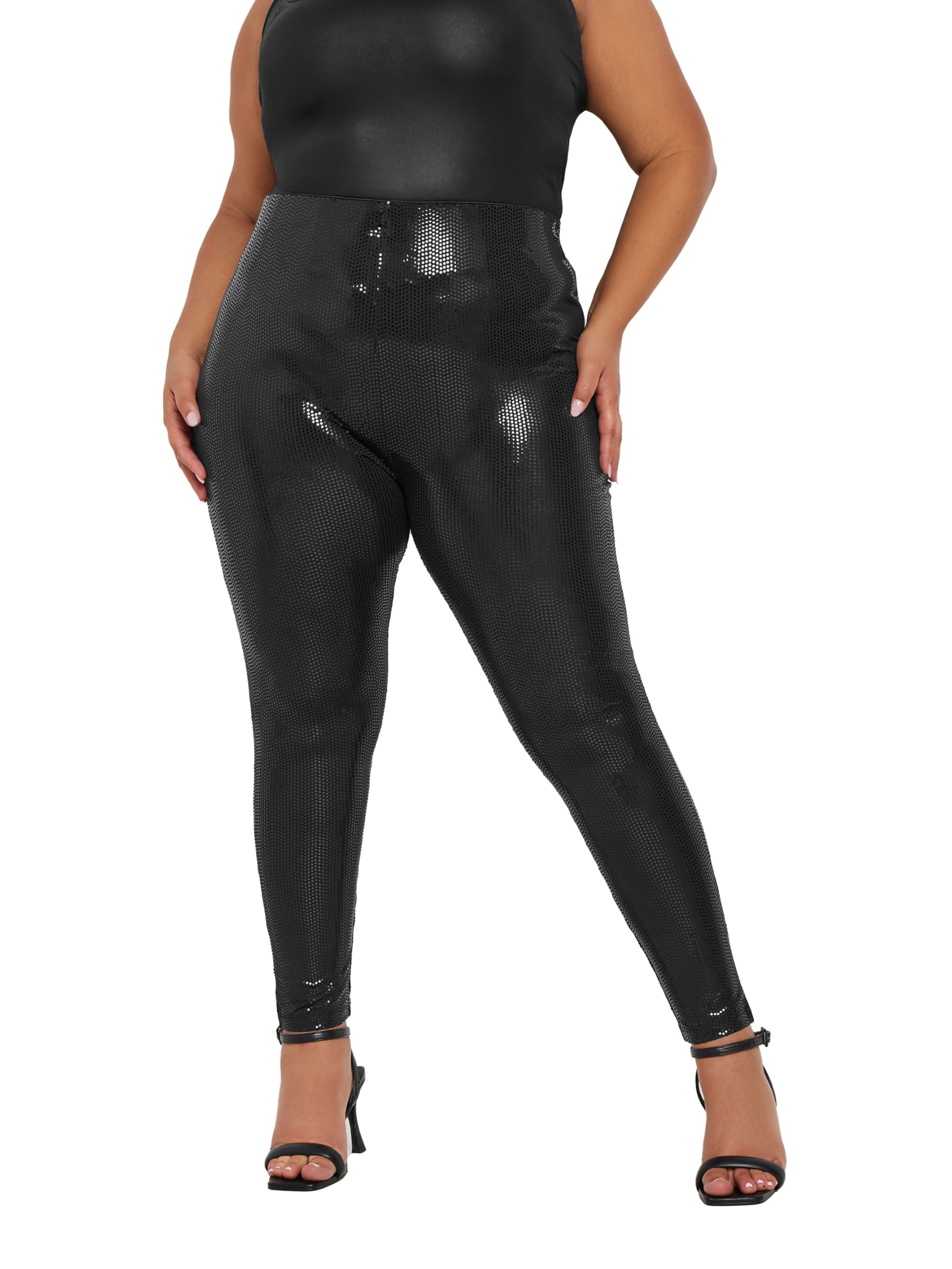 Yours Curve Sequin Detail Leggings Black - Women's Fashion Leggings - Size 16