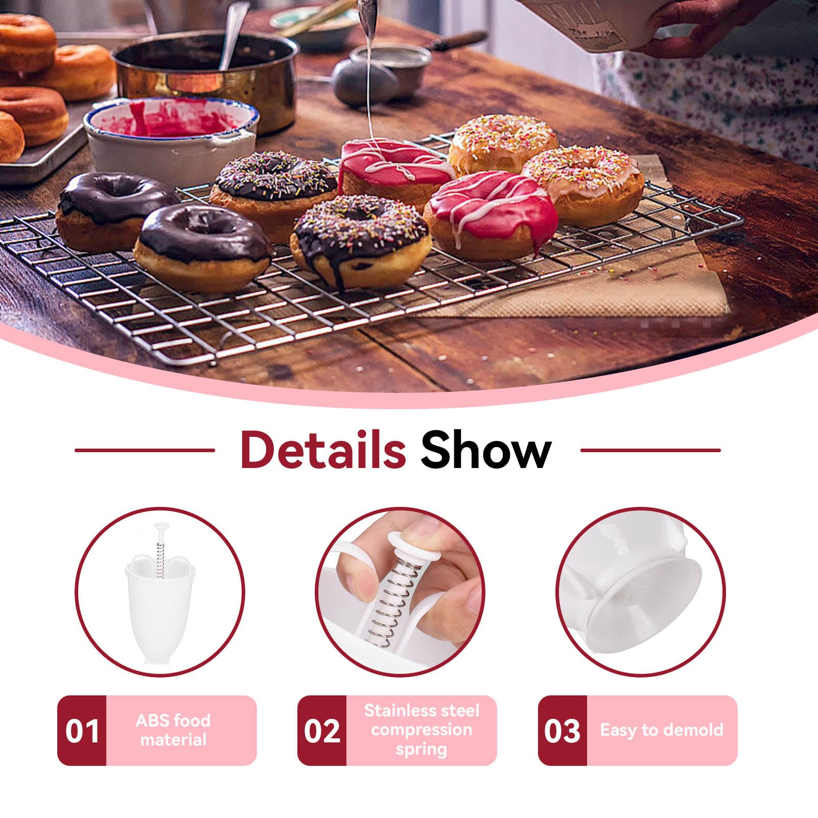 Máquina Para Hacer Rosquillas 2 Uds., Dispensador Manual De Masa Para Rosquillas, Máquina Para Rosquillas, Molde, Herramienta Rosquillera Para Hornear Diy Para Hornear En La Cocina(White)