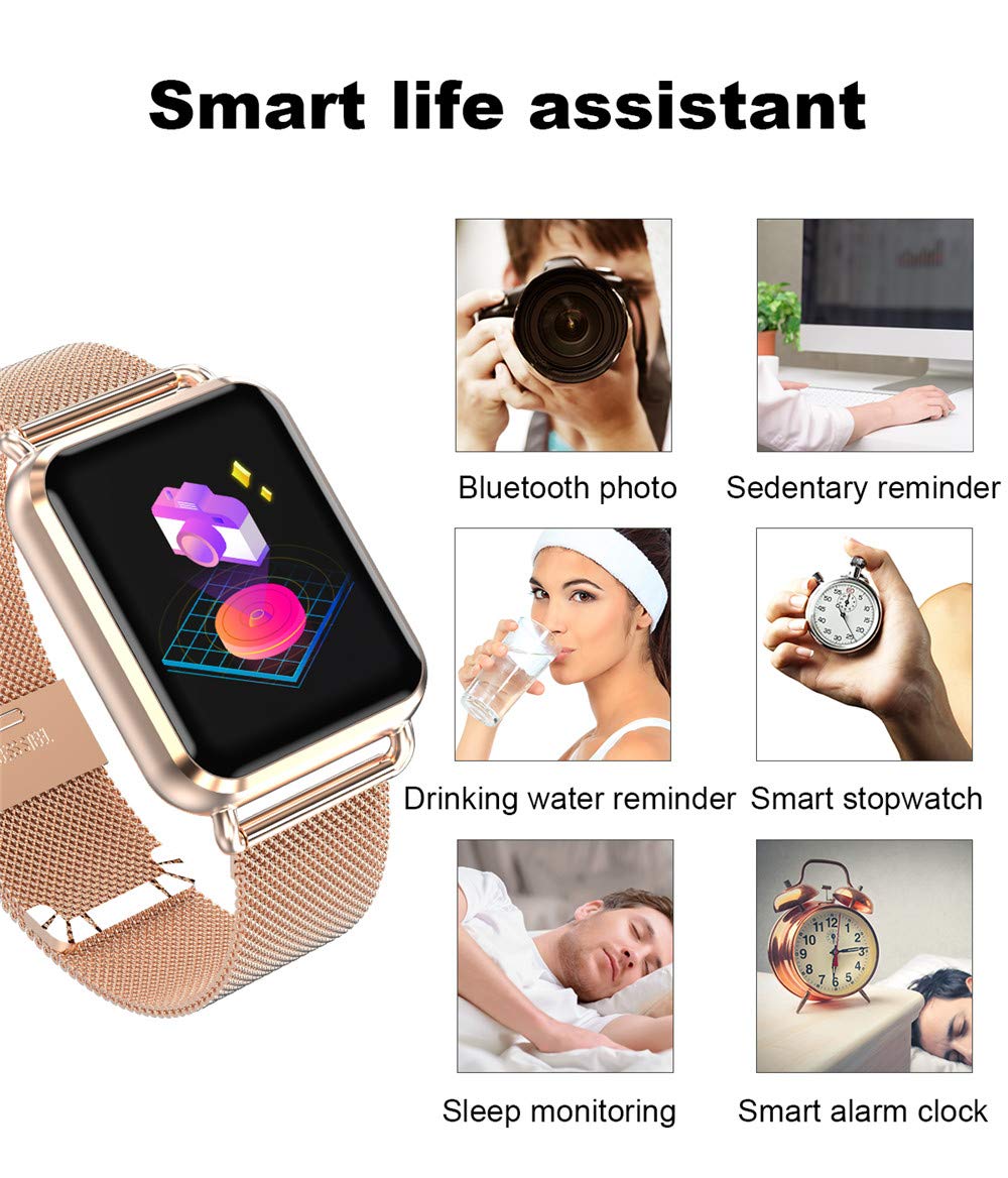 Bluetooth 4.0 Waterproof Fitness Tracker con monitoraggio della frequenza cardiaca in Tempo Reale, Pressione sanguigna, Ossigeno nel Sangue, Sonno, Monitor pedometro, Android, iOS Nero