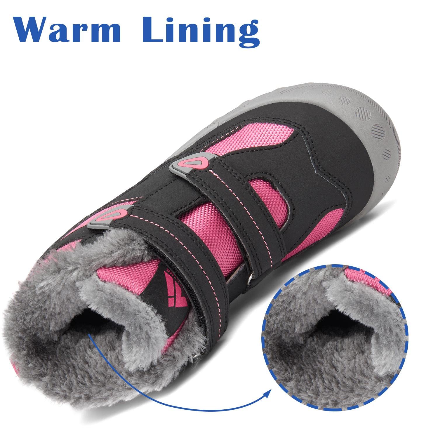 Mishansha Dziecięce buty zimowe z ciepłą podszewką, rozm. 24-38, magenta liliowy, 34 EU