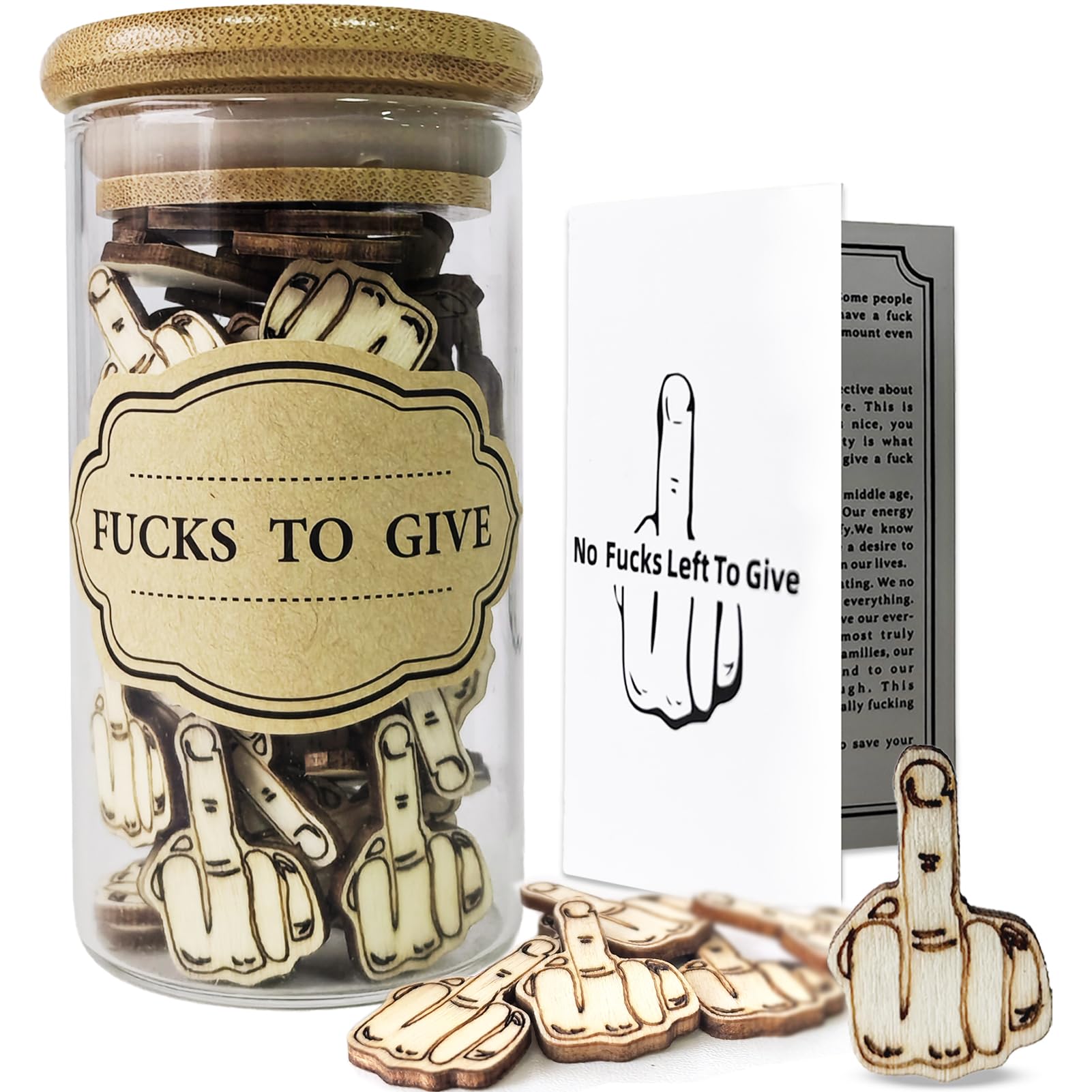 Jar of Fucks, Not Giving a Fuck, Gift Fucks to Give, Fuck Jar, Wooden Cutout Pattern Piece Bad Mood Vent Spoof Bag of Fucks Decorative Jar