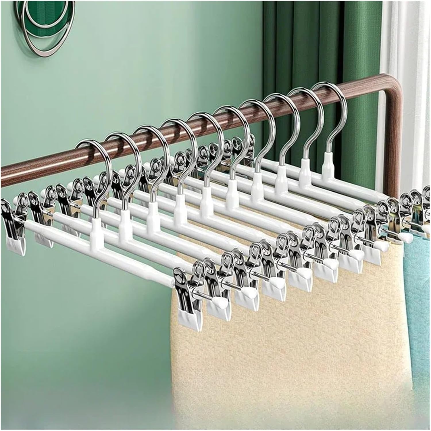 20/10PCs Stainless Steel Dress Hanger Pants Clip Clothes Racks Coat Clothing Skirt Skirts Hangers(Black,10 PCs)