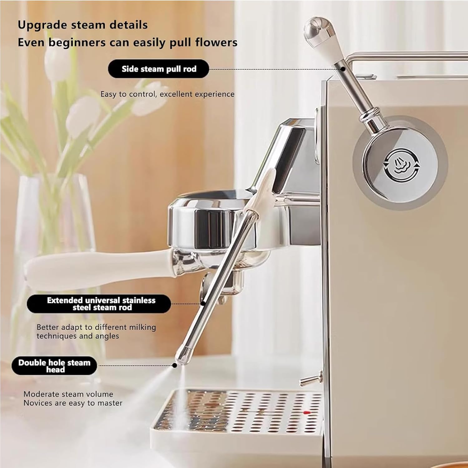 Hlixzoy Semi-Automatic Coffee Machine, Commercial Steam Milk Frother, Home Small Office Frother, Suitable for Cappuccino, Latte,A 5 71hTkcCvcrL. AC SL1500