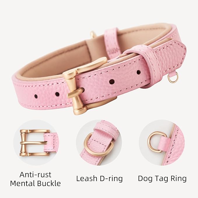 Collar de cuero para perro blu&ben - Clásico acolchado suave miniatura 3