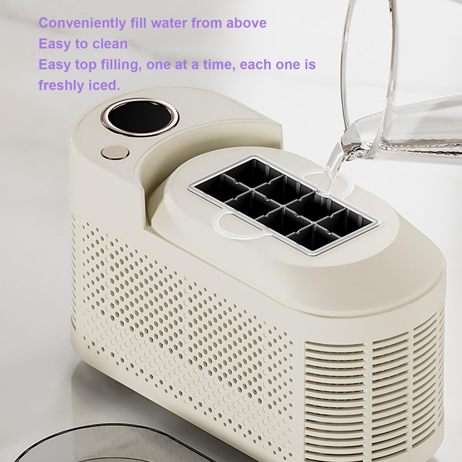 Máquina de Hielo para Encimera con Producción Rápida de Hielo de 120 W, 8 Cubos por Ciclo, Llenado Automático de Agua y Fabricación de para Fiestas, Reuniones (Enchufe de la UE)