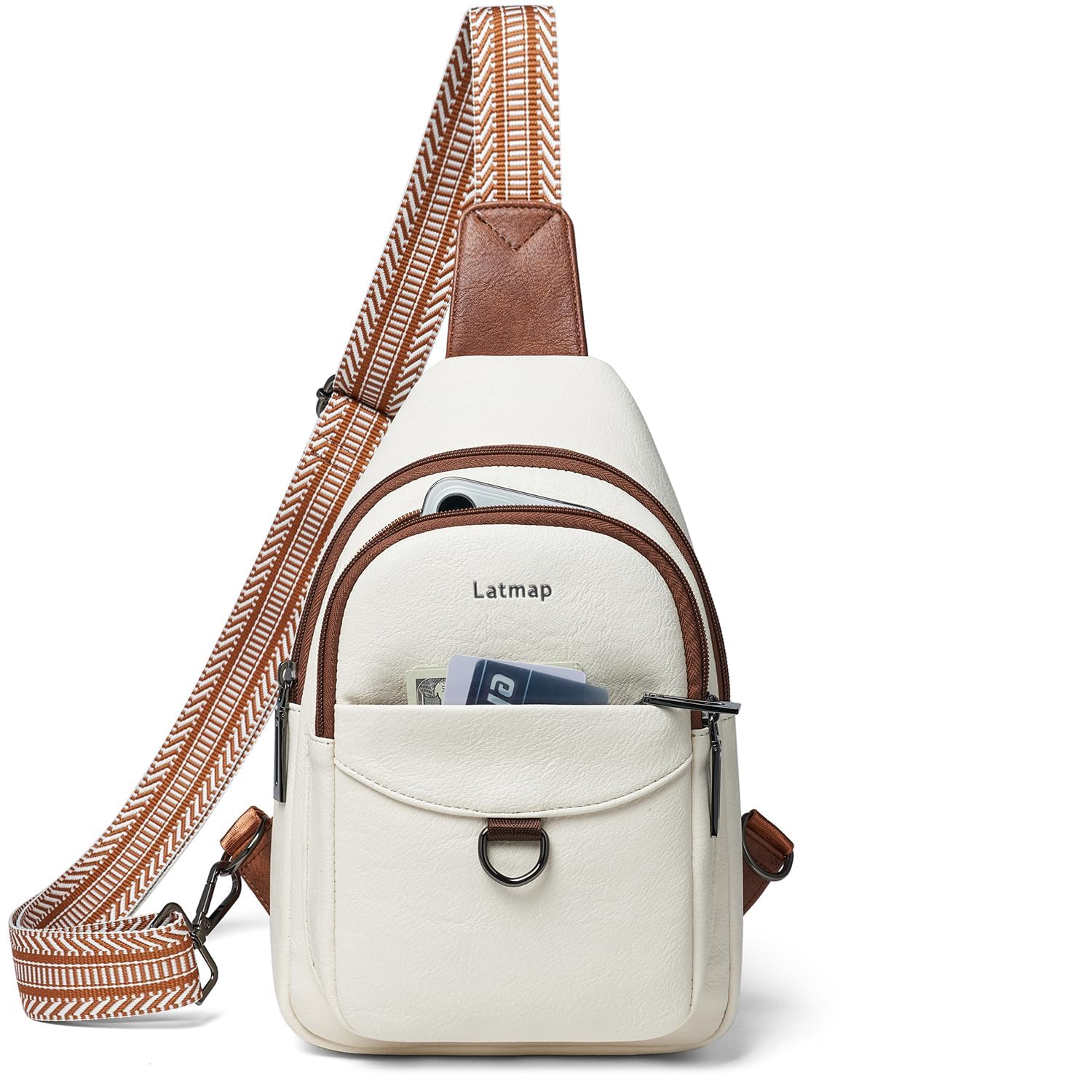 LATMAP 7L Sling Bag for Women Men Crossbody Belt Bag Small Travel Sling Backpack Anti Theft Chest Daypack Purse Faux Leather