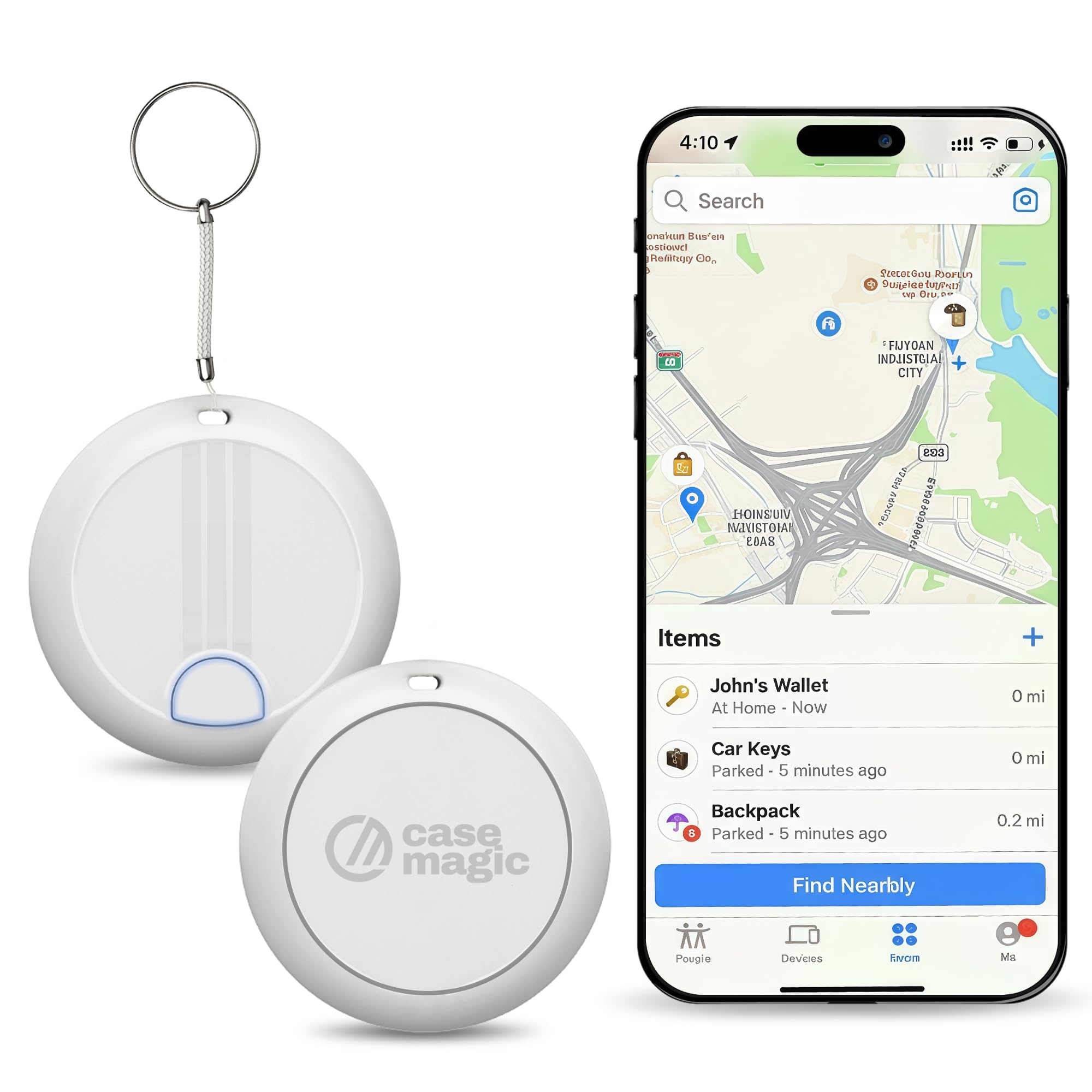 Case-Magic G-Tag Item Finder for iOS Devices, 10M Real Time Bluetooth Tracker with Apple Find My App & Separation Alarm| Item Locator for Keys, Wallets, Bags, Pets, Gadgets| Universal Smart Tracker
