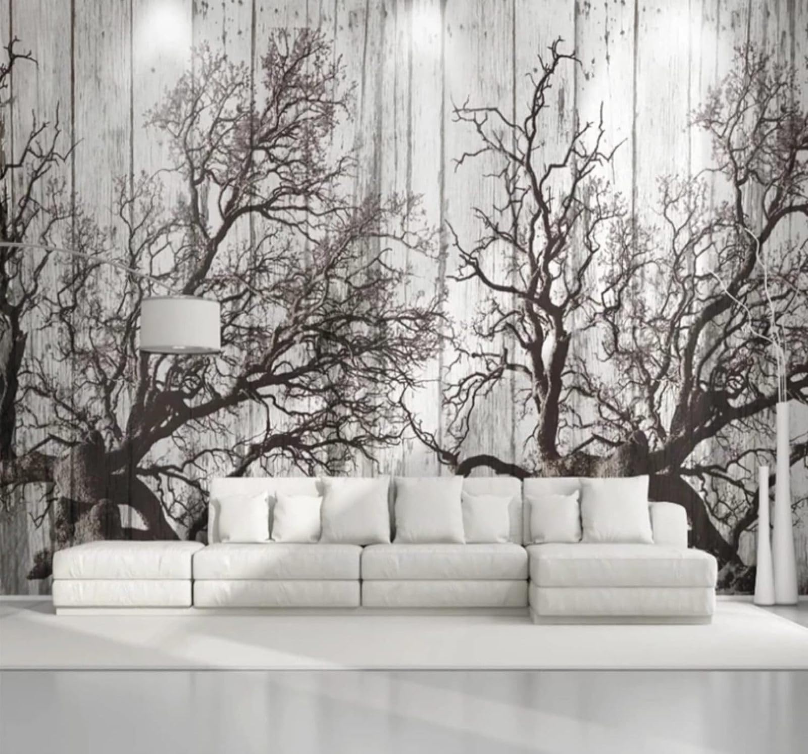 XLMING Retro Hand Drawn Black and White Forest Wood Grain 3D Wallpaper Luxury Home Dining Decor Paste Sofa Living Room The Wall for Bedroom Mural-430cm×300cm