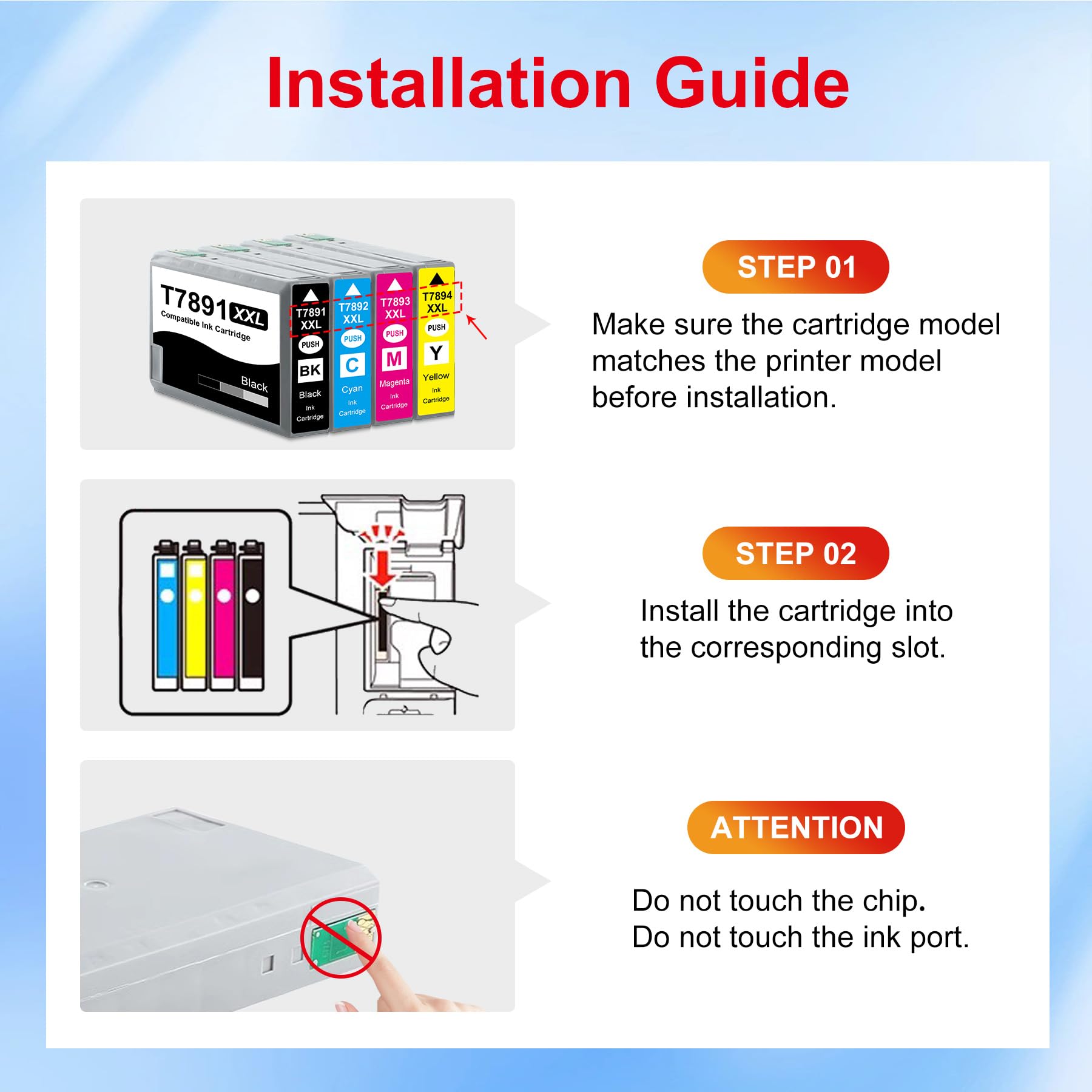 T789 - Cartucce d'inchiostro compatibili per stampanti Workforce Pro WF-5620DWF WF-5690DWF WF-5110DW (confezione da 2)