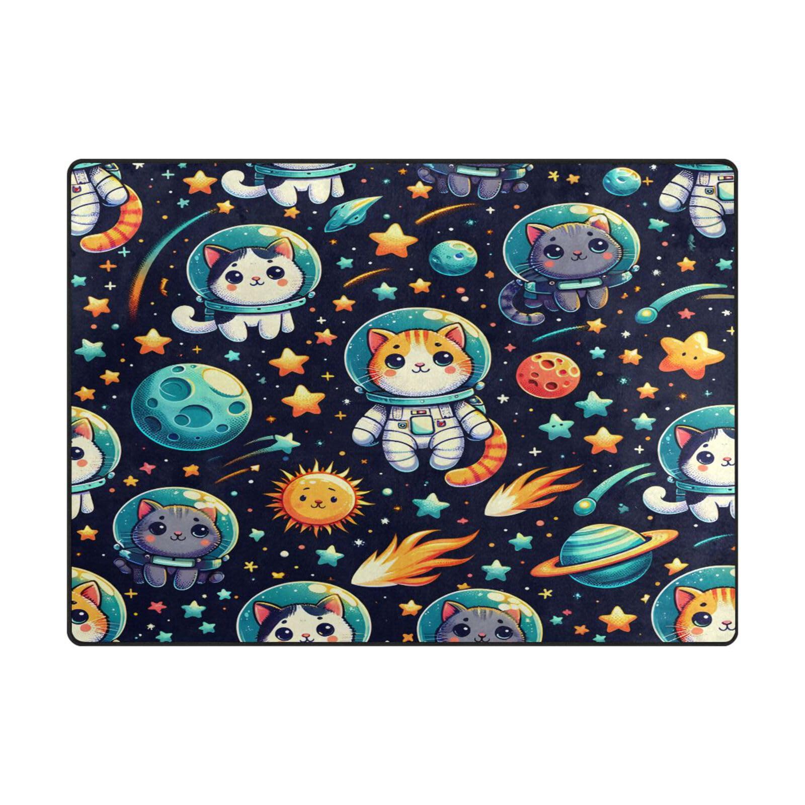 Tapis doux pour chambre et salon motif chats de l'espace 203x147