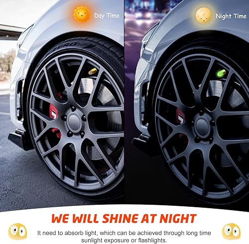 Miniatura 4 de Tapón de vástago de válvula de neumático, 4 tapas de válvula de neumático de bola de carbón negro que brillan en la oscuridad, nueva actualización