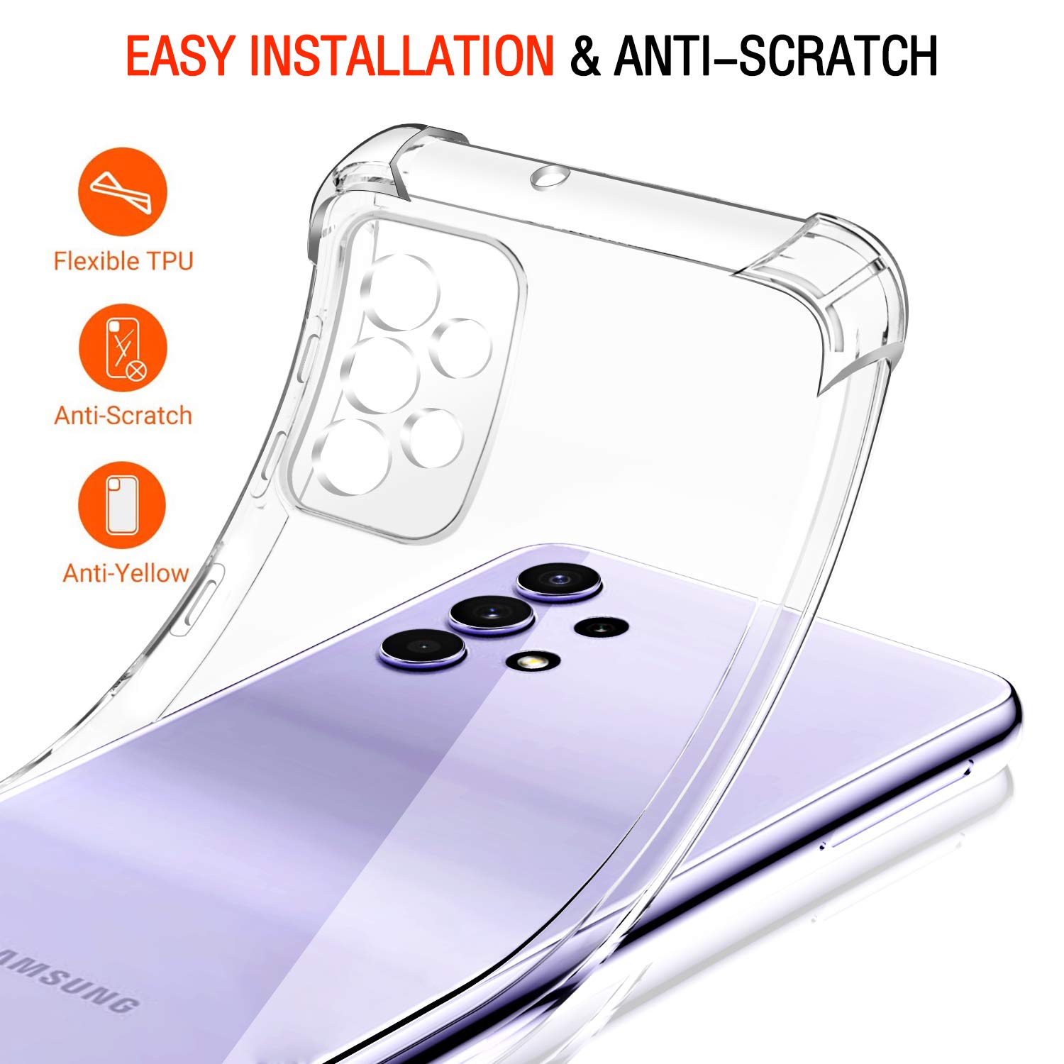 iVoler Cover per Samsung Galaxy A52 4G / A52 5G / A52s 5G, Custodia Trasparente per Assorbimento Degli Urti con Paraurti in TPU Morbido, Sottile Morbida in Silicone TPU Protettiva Case