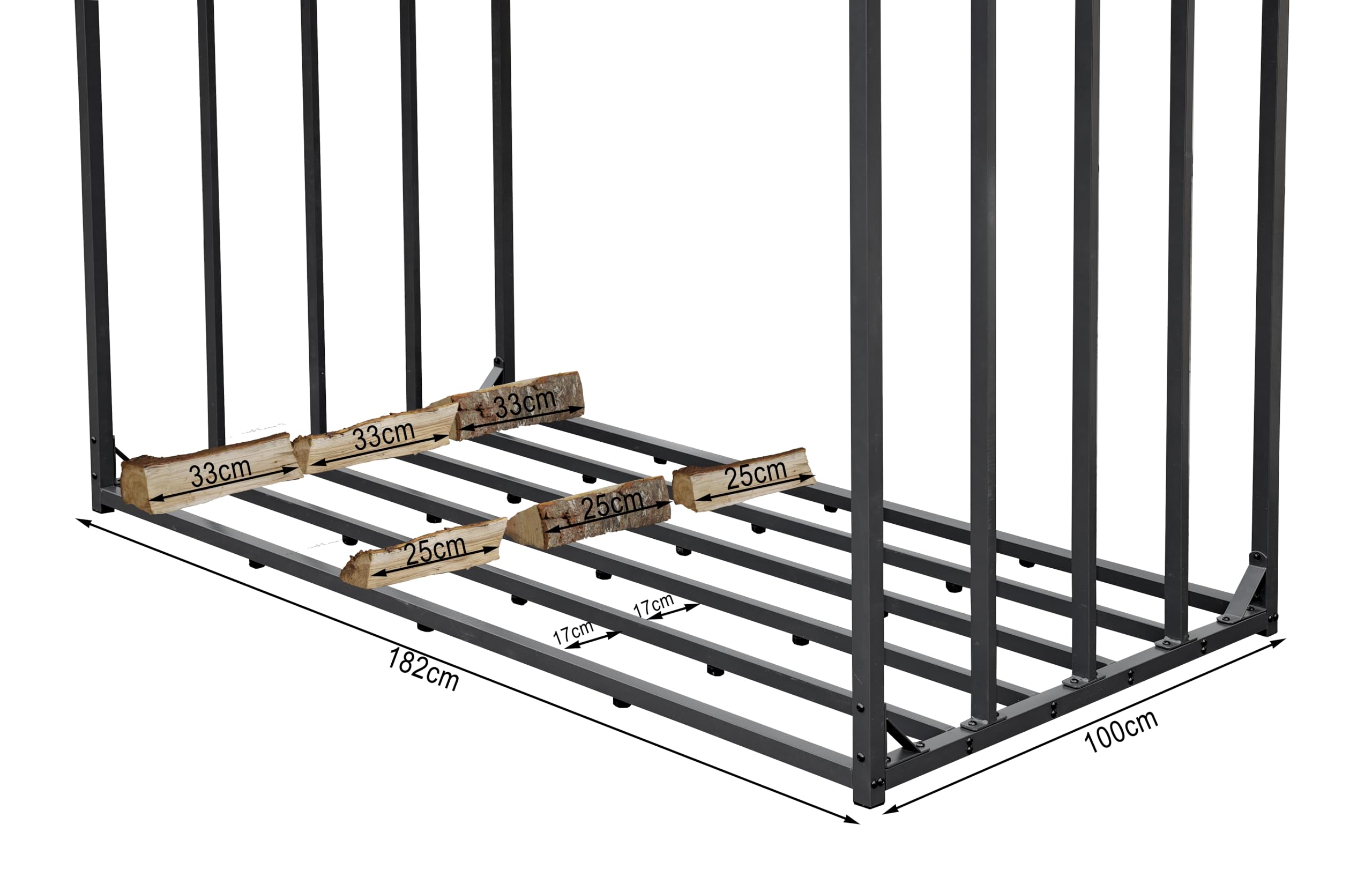 QUICK STAR 2 stuks metalen brandhoutrek antraciet XXL 185 x 70 x 185 cm tuin brandhoutopslag 4,6 m3/7 SRM brandhoutopslag stapelhulp buiten