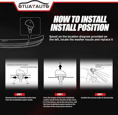 Miniatura 3 de OTUAYAUTO Boquillas ajustables para limpiaparabrisas de repuesto para Dodge Caliber, Journey  Jeep Grand Cherokee, Compass  Kit de chorro de