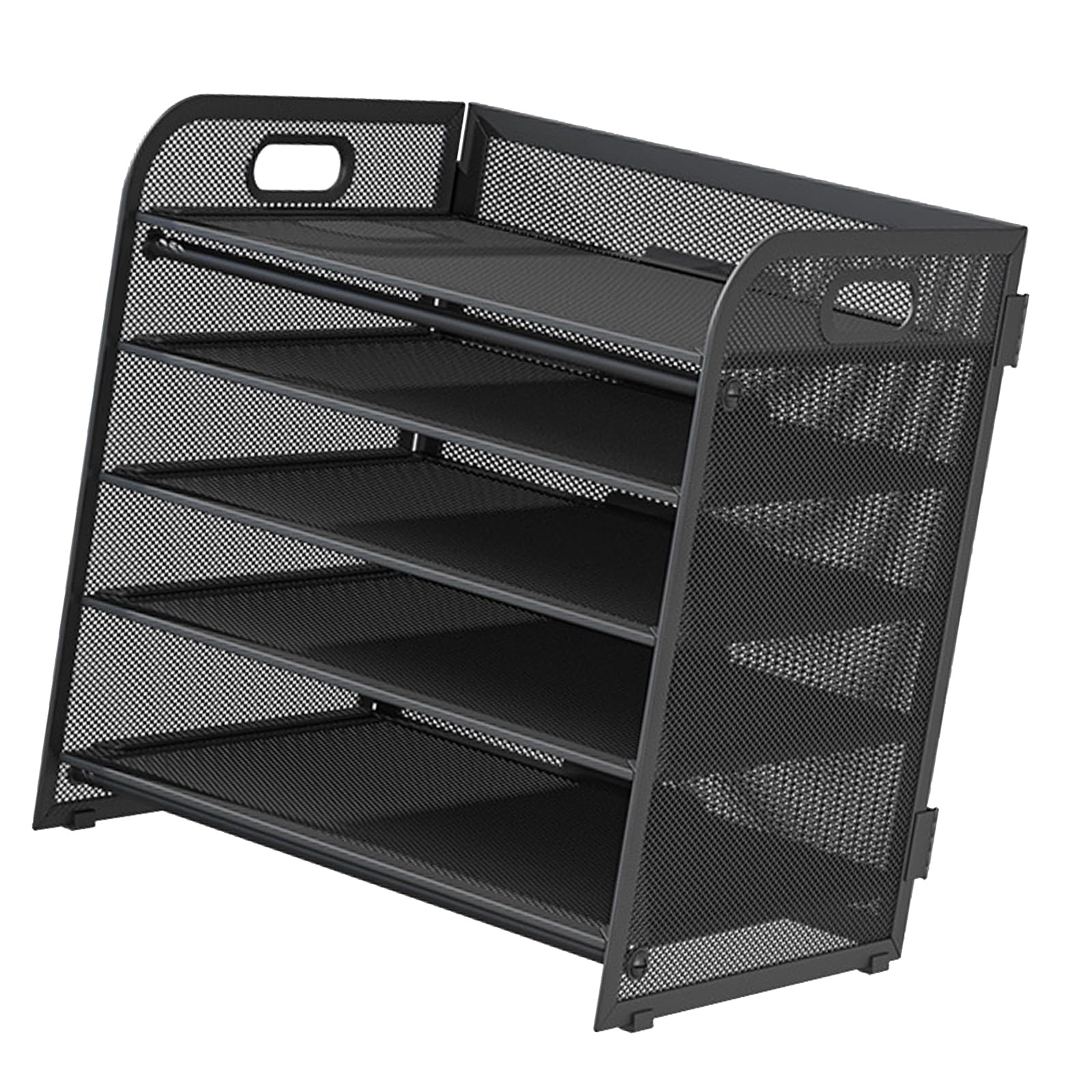 Multipurpose Desk Organizers 5-Tiered File Letter Tray Organizers with Sliding Drawer, 2 Pen Holder for Metal
