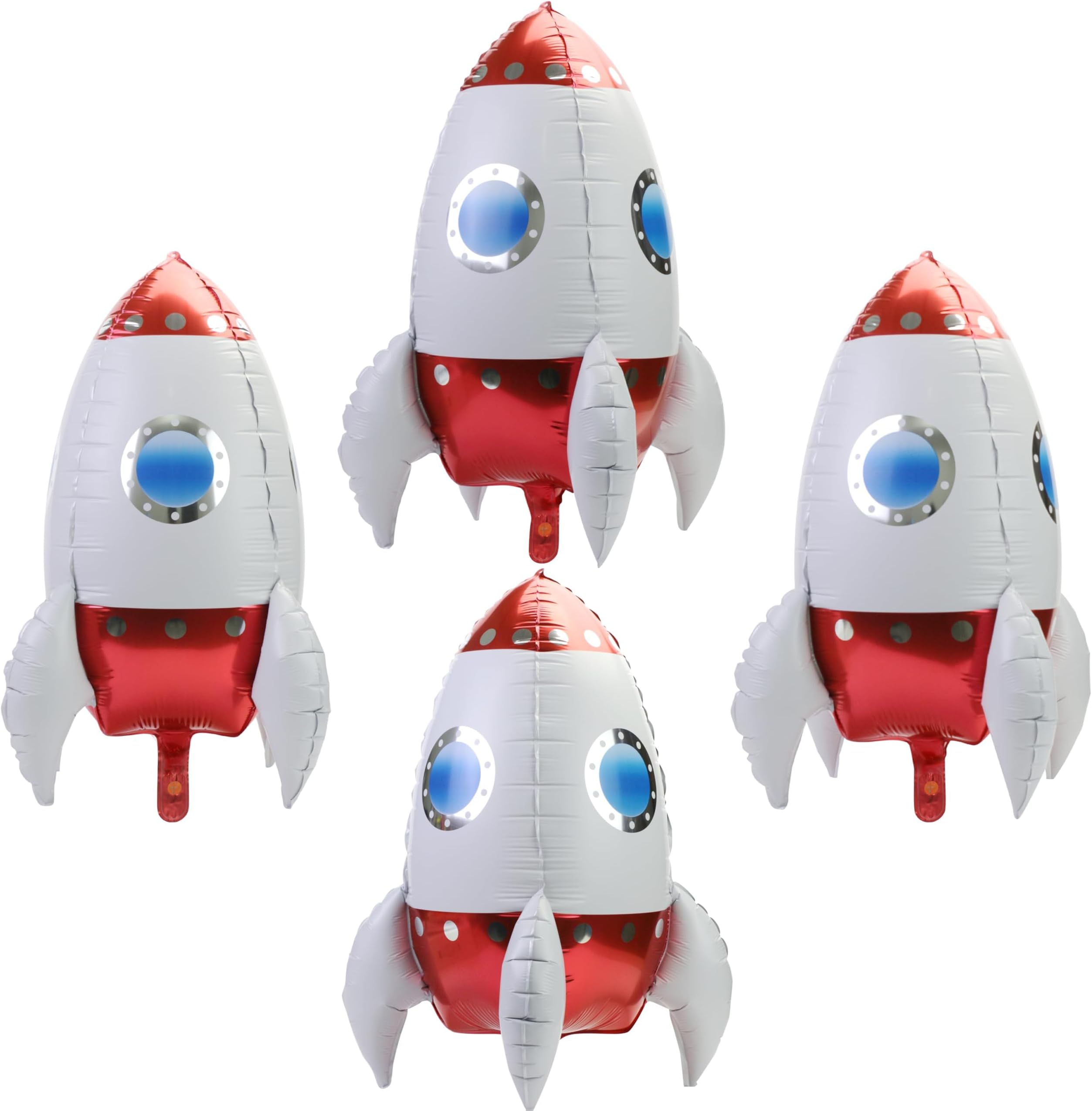Astronaut Rocket Balloon, 4D 23 Inch Rocket Balloons, Space Rocket Balloons, Boy Universe Space Theme Children's Birthday Decorations (Red)
